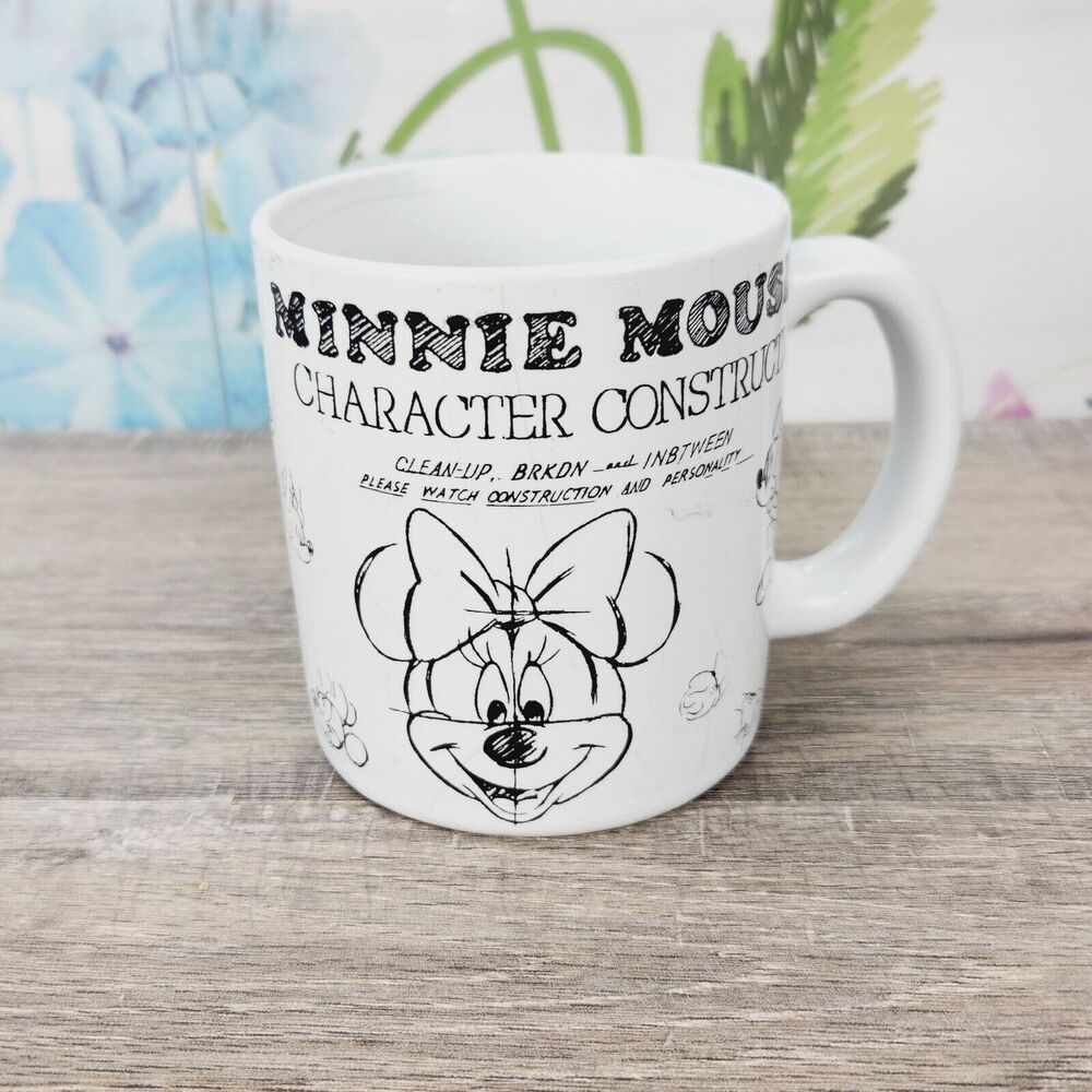 Disney Parks Minnie Mouse Character Construction Coffee Mug Cup White Black